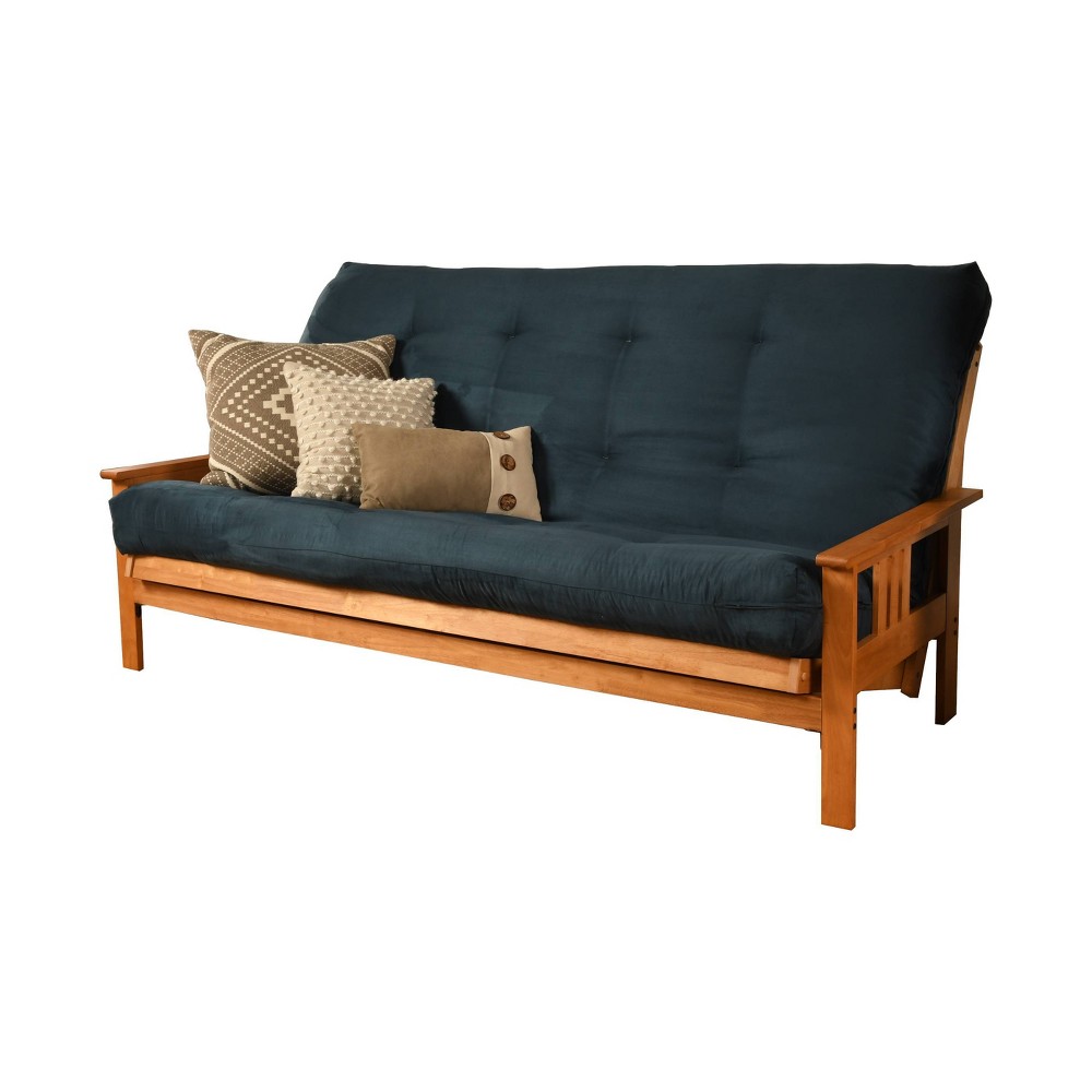 Photos - Sofa Queen Chicago Frame and Coil Mattress Butternut/Navy Suede - Dual Comfort