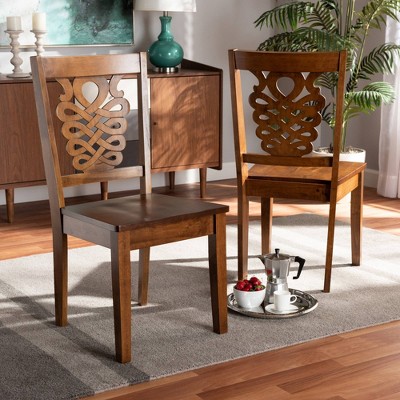 Walnut Brown Low Wood and Cane Arm Chair