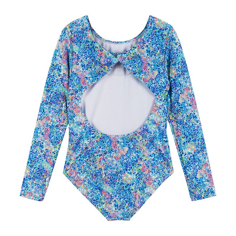 Andy & Evan  Kids  Blue Abstract Long Sleeve Swimsuit, 3 of 6