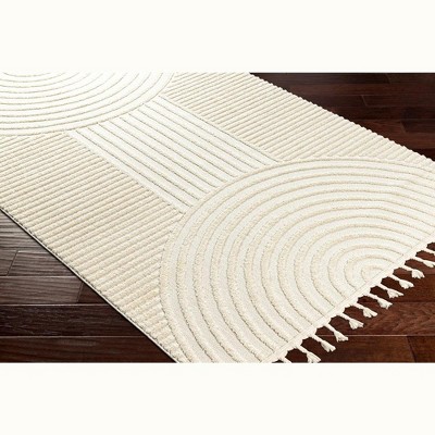 Kyra 6' x 9' Cream Geometric Hand-Knotted Synthetic Rug