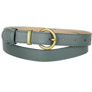INSPIRE CHIC Women PU Leather Belts Bronze Metal Pin Buckle Thin Waist Belts for Jeans Dress - 1 of 4