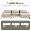 128"W Sectional Sofa with Movable Ottoman, Chenille Upholstered Sofa Couch with Charging Ports and Pillows 4L - ModernLuxe - 4 of 4