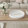 HomeRoots 14" White And Gold Believe Round Serving Tray With Handles - 2 of 4