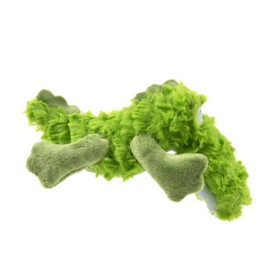 goDog PlayClean Gator Squeaky Plush Dog Toy with Odor-Eliminating Essential Oils, Chew Guard Technology - Green, Small