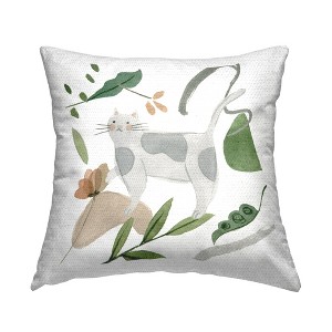 Stupell Industries Gray Cat Mixed Botanicals, 18 x 18 - 1 of 3