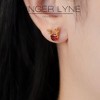 Rudolph Reindeer Earrings for Women Gold Plated Stainless Steel Stud Red CZ by Ginger Lyne - 4 of 4