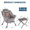 1/2 Set Lazy Chair with Ottoman, Modern Lounge Accent Chair, Leisure Sofa Armchair with Footrest, Reading Armchair with Side Pocket - 2 of 4