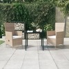 vidaXL Patio Dining Set - 3 Piece Beige 31.5" Table with Cushions - 2 of 4