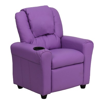 Flash Furniture Vana Contemporary Lavender Vinyl Kids Recliner With Cup ...