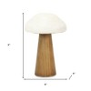 HomeRoots 9" Brown And White Wood Hand Painted Mushroom Tabletop Sculpture - 3 of 4