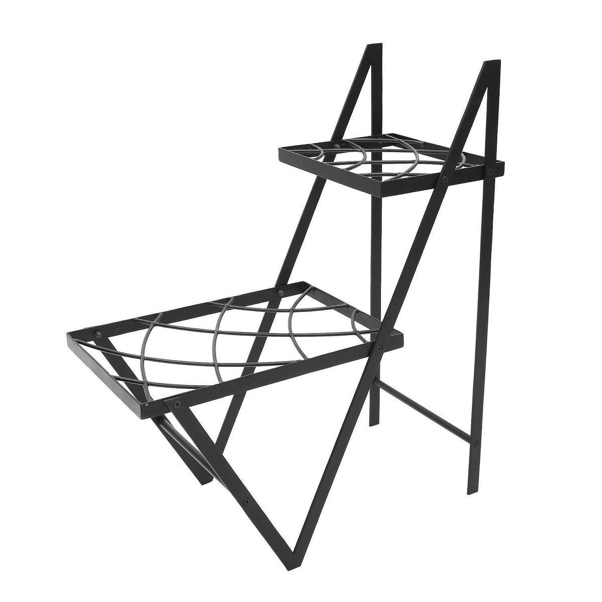 30.5" Tall Modern Indoor Outdoor Zig Zag Duet Iron Plant Stand - Achla Designs: Freestanding Novelty Shape, No Assembly Required - thumbnail 2