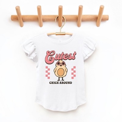 The Juniper Shop Cutest Chick Around Toddler Flutter Sleeve Tee