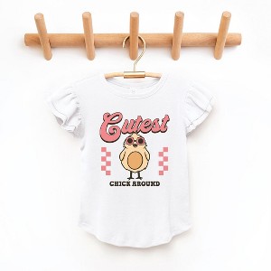 The Juniper Shop Cutest Chick Around Toddler Flutter Sleeve Tee - 1 of 2