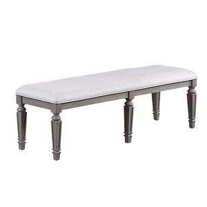 Simple Relax Wood and Fabric Dining Bench in Light Grey - 1 of 4