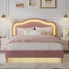 KTMBDW Upholstered Queen Bed Frame with Headboard Adjustable, Velvet Platform Bed with LED Lights, Mattress Foundation with Wooden Slats - 2 of 4
