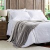 Poly Fleece - Oversized Plush Woven Polyester Fleece Solid Color Throw - Breathable by Hastings Home (Stone and White) - 4 of 4