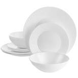Gibson Ultra Patio 12 Piece Tempered Opal Glass Dinnerware Set in White