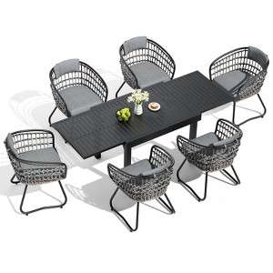 Crestlive Products Modern Aluminum Outdoor Dining sets Expandable Patio Dining Table with arm chairs for 4-10 People Outside - 1 of 4