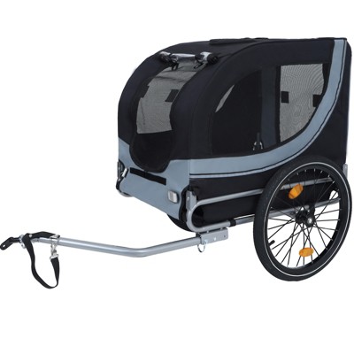 VisioGear Large Folding Bike Stroller for Dogs, 120LB Capacity Pet Carrier, Black & Gray, 49.21"*26.77"*36.22"