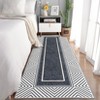 2x6 Runner Rugs for Kitchen ¨C Modern Bordered Washable Rug, Non-Slip Stain Resistant Low Pile Floor Runner for Hallway, Bedroom & Laundry (Dark Grey) - 2 of 4