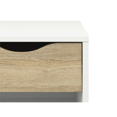 Diana Scandinavian White & Oak Nightstand with Open Shelf