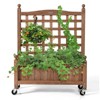 Tangkula 2PC 32in Wood Planter Box with Trellis and Wheels Mobile Plant Raised Bed for Indoor&Outdoor - 3 of 4