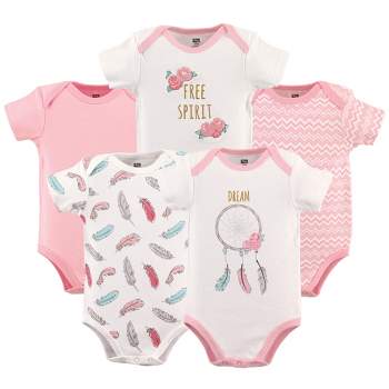 Hudson Baby Infant Girl Cotton Bodysuits 5pk, Dream Catcher