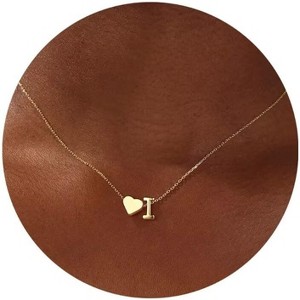 Initial Necklace - 18K Gold Plated Heart Pendant with A-Z Letters, Dainty Birthday Gift for Women and Teen Girls - 1 of 4