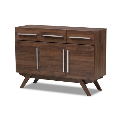 Ashfield Mid Century Modern Walnut Finished Wood 3 Drawer Sideboard Brown - Baxton Studio