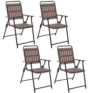 Yaheetech 4pcs Outdoor/ Indoor Foldable Plastic Slatted Folding Dining Chairs With Metal Frame for Garden, Patio, Porch, Balcony - 1 of 4