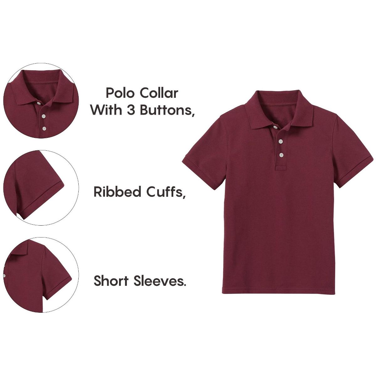 Galaxy by Harvic Boy's School Uniform Polo-5 Pack - thumbnail 7