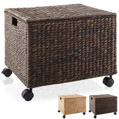 Casafield 12 x 12 Water Hyacinth Storage Baskets, Collapsible Cube  Organizers, Woven Bins for Bathroom, Bedroom, Laundry, Pantry, Shelves