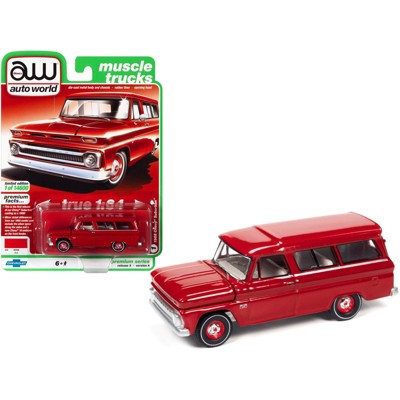 1966 Chevrolet Suburban Red w/White Interior "Muscle Trucks" Ltd Ed to 14600 pcs Worldwide 1/64 Diecast Model Car by Autoworld