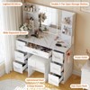 Vanity Desk with Lights, Large Makeup Vanity with Mirror and Chair, Power Outlet - 3 of 4