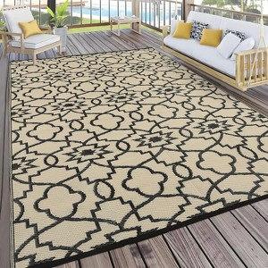 Outdoor Plastic Straw Rug Reversible Portable Rug, UV Resistant Waterproof Outside Carpet for RV Camping Picnic Beach Porch - 1 of 4