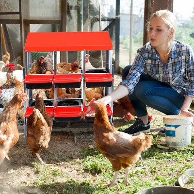 Chicken Nesting Boxes, Chicken Egg Laying Box with Chicken Perch, Metal Roll Away Nest Box for Chicken Coop Hens Poultry