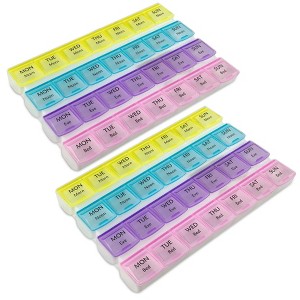 MEDca Weekly Pill Organizer: 4 Times/Day Planner 2-Pack Box Separates Pills & Vitamins w/ Daily Morning, Noon, Evening & Night Compartments - 1 of 4