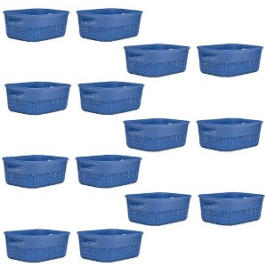 Life Story Lightweight Heavy Duty Storage Woven Basket 4 Quarts, Blue (14 Pack) - 1 of 4