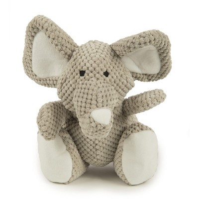 goDog Checkers Elephant Squeaky Plush Dog Toy, Chew Guard Technology - Gray, Large