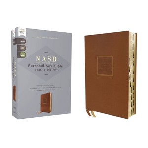 Nasb, Personal Size Bible, Large Print, Leathersoft, Brown, Red Letter, 1995 Text, Thumb Indexed, Comfort Print - by  Zondervan (Leather Bound) - 1 of 1