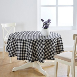 Solino Home Linen Round Tablecloth | Morgan Check - 1 of 4
