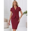 INSPIRE CHIC Women's Short Sleeve Blazer Jacket Pencil Skirt Business Suit Set 2 Pcs - 2 of 4