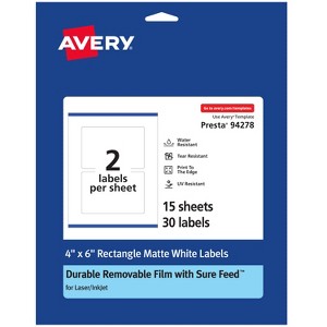Avery Durable ID Labels with Sure Feed, 4" x 6" - 1 of 4