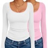 Ekouaer 2 Pack Long Sleeve Shirts for Womens Scoop Neck Tops Slim Fit Undershirts Basic Thermal Tee Shirt - 4 of 4