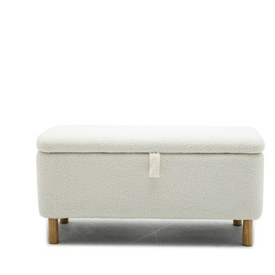 NicBex 39" Boucle Storage Ottoman Bench,Foot Rest with Hidden Storage Compartment,End of Bed Bench for Living Room,Entryway,Bedroom Furniture