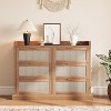6 Drawer Dresser for Bedroom,47.2" Rattan Chest of Dressers with Ample Storage,Boho Chest of Drawers,Wooden Dresser Chest with Golden Handles - 3 of 4