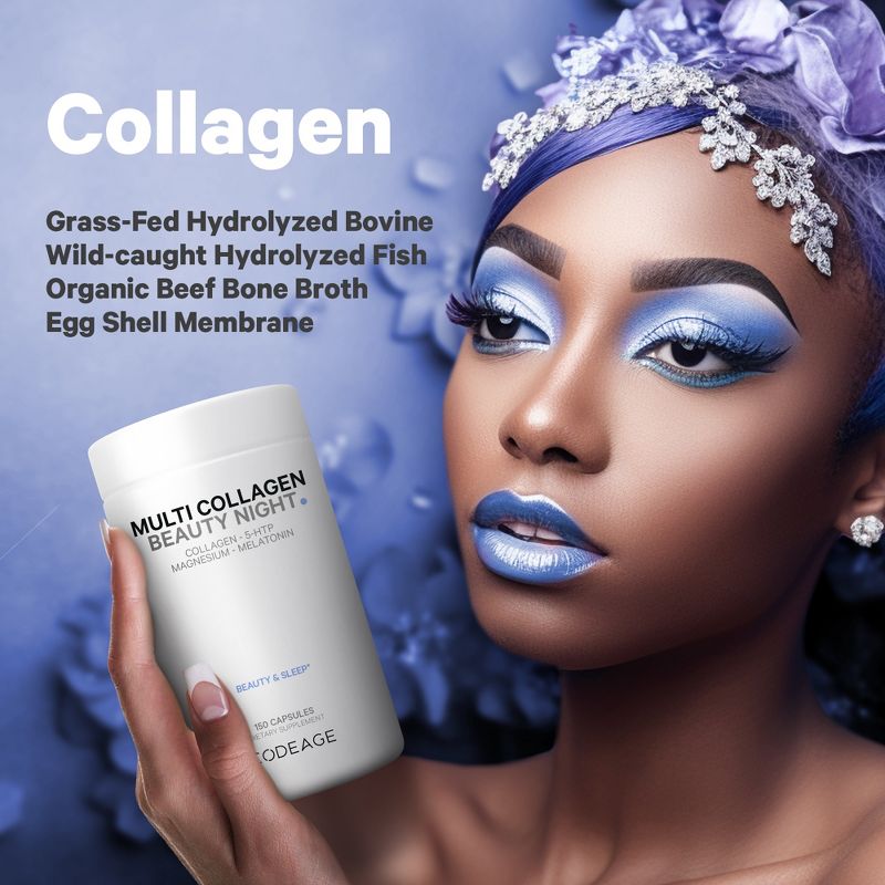 Codeage Multi Collagen Peptides Beauty Night, Hydrolyzed Collagen Protein + Melatonin Supplement - 150ct, 6 of 12