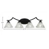 Toltec Lighting Zilo 4 - Light Vanity in  Matte Black with 7" Italian Ice Shade - 2 of 2