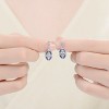 Guili Sterling Silver White Gold Plated Oval Sapphire Blue Cubic Zirconia Leverback Earrings, a Breathtaking Emblem of Sheer Elegance - 2 of 4
