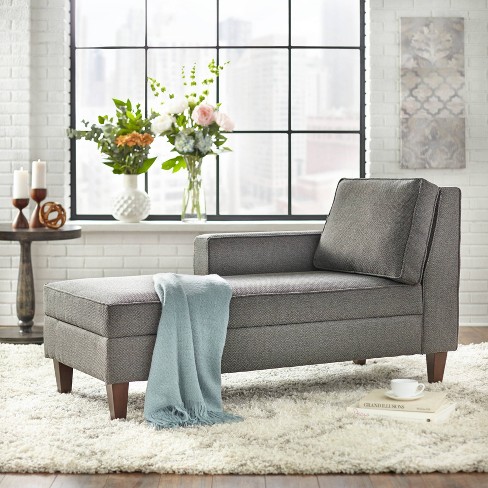 Buylateral Ginger Storage Chaise Gray Modern Linen Upholstered Lounge With Wood Frame Target